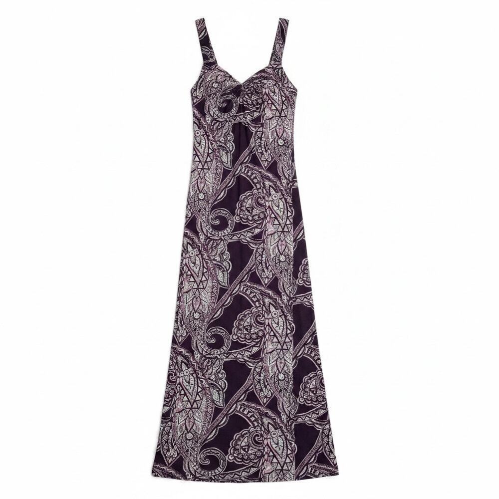 I-N-C International Concepts Purple Paisley Maxi Dress Built in Shelf Bra | EUC - Picture 3 of 9